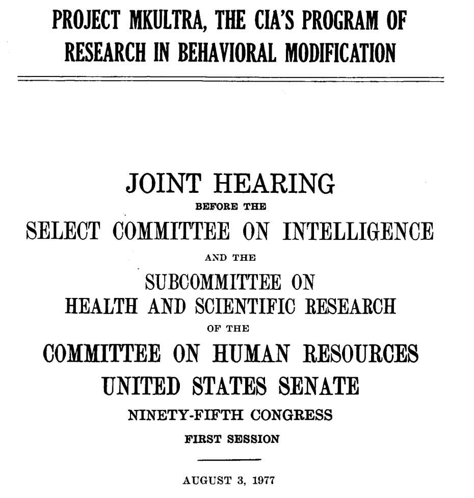 MKUltra Joint Hearing